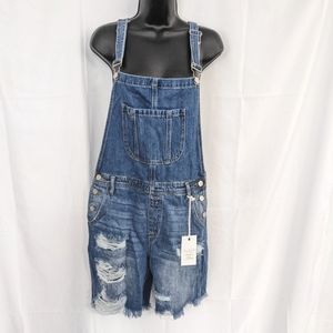 NWT risen Los Angeles distressed denim overalls